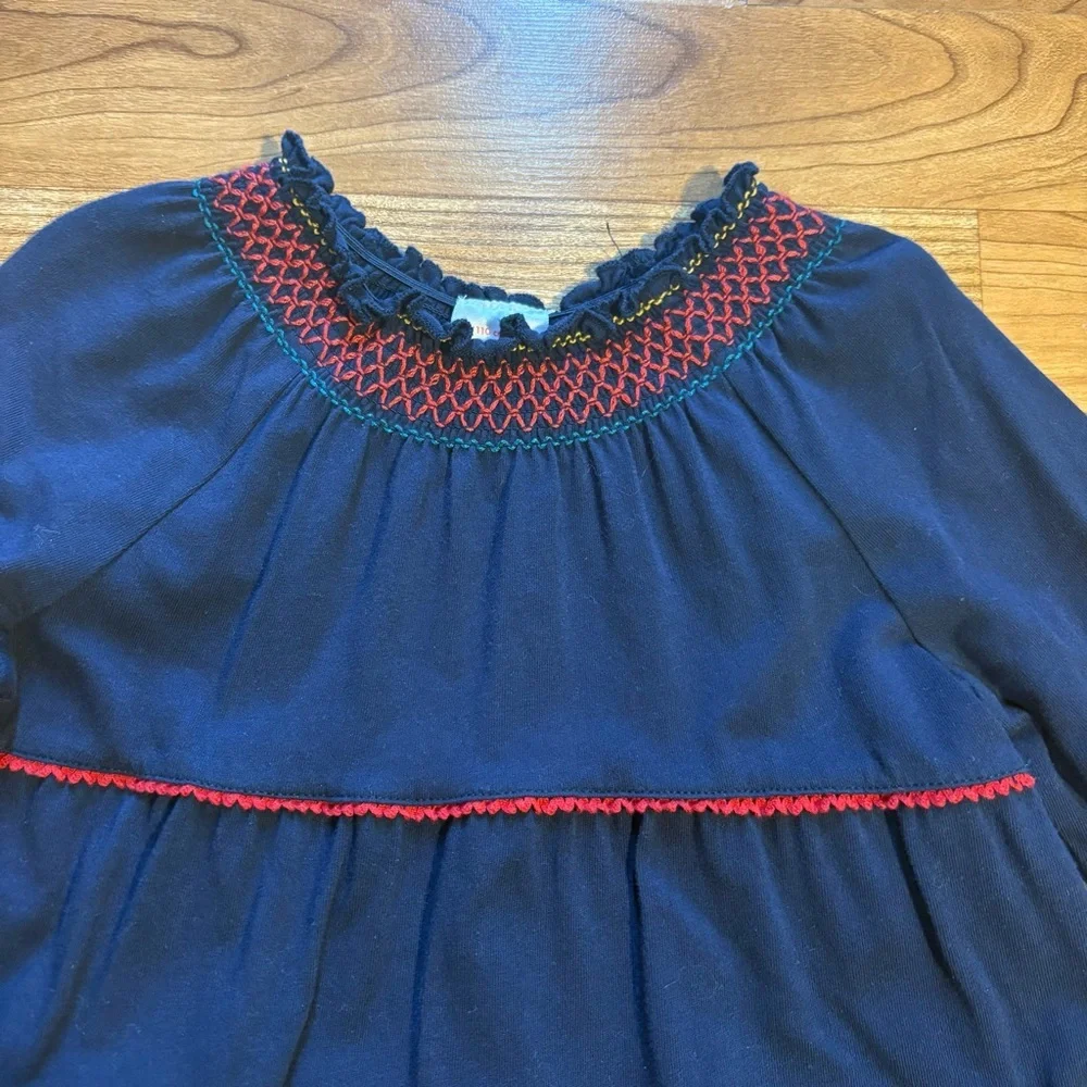 Hanna Andersson Tiered Swing Dress‎ Size 5 Navy/Red Festive Holiday School Play
